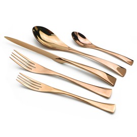 JANKNG 20-Piece 18/10 Stainless Steel Rose Gold Flatware Set, Serive for 4