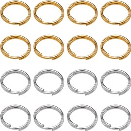 SUNNYCLUE 1 Box 200Pcs Double Loop Jump Ring 304 Stainless Steel Split Rings Silver Golden Metal Round Loops Opener Large Connectors Key Ring for Jewellery Making Necklace Bracelet DIY Accessories