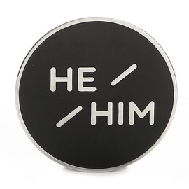 He Him Pronoun Brooch Button Non-Binary Badge Enamel Lapel Pin - NB Pride Genderqueer Gender Identity Pin (Silver)