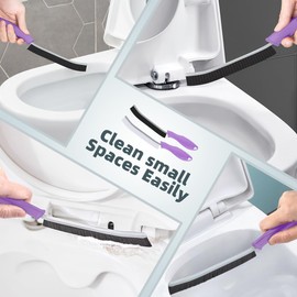 TQRR Toilet Brush, 4Pcs Bathroom Cleaning Brush, Toilet Scrubber, Deep Toilet Bowl Brush with Hanging Hole, Multifunctional Gap Cleaning Brush, Bristles for Kitchen Sinks, Tub,Shower (4, Purple)