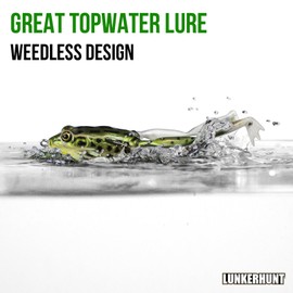 Lunkerhunt - Lunker Frog Lure | Topwater Fishing Lure with Realistic Swimming Legs, Best Bass Lure, Freshwater Trout Lure with Hollow Body (Green Tea)