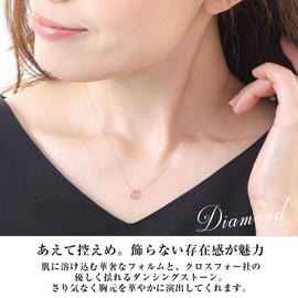 PLUSTER Dancing Stone Necklace, K10, Teardrop, Diamond, Crossfor, Women's, Gift Box Set, Popular, Birthday, Gift, White Day, Return, Jewelry, Plaster, Yellow Gold, Diamond