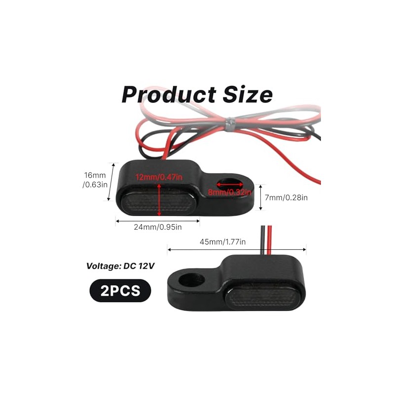 Pack of 2 Mini Motorcycle LED Indicators 12 V E24