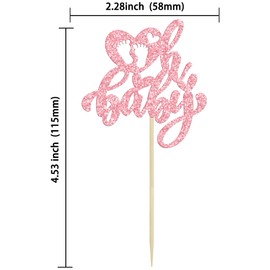 Ephlyn - 24 piezas de decoración para magdalenas con purpurina para el día de San Valentín, corazón con purpurina, pies de bebé, diseño de magdalenas para el amor del día de San Valentín, baby shower,