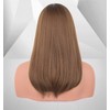 LEMEIZ Ombre Brown Wigs with Blunt Bangs, Synthetic Brown Hair