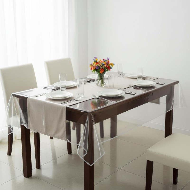 VITA PERFETTA Tablecloth Protector, PVC Transparent (180 x 180 cm)