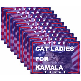 EEDSEE 10 Pack Cat Ladies for Kamala Stickers Vinyl Decals Laptop Decal Car Bumper Window Helmet Water Bottle Waterproof Sticker, HR-02