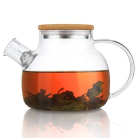 CnGlass Glass Teapot Stovetop Safe,30.4oz Clear Tea pot with Removable Filter Spout,Loose Leaf and Blooming Tea Maker