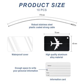 Bangbobi Luggage Tags Aluminium Set of 10 with Stainless Steel Cord – Luggage Tags for Suitcases & Backpacks – Luggage Tags in 10 Colours