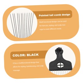 FOMIYES 4pcs Barber Needle Comb Pick Comb for Men Detangler Hair Comb Wide Teeth Comb Metal Hair Pick Comb Hair Comb with Pick Metal Afro Pick Comb for Afro Hair Lifting Comb Black Plastic