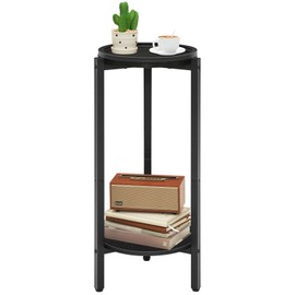 HOOBRO Small Round Side Table, Tall Coffee Drink Table for Sofa Couch, 28.7" H Round End Table, Circle Wooden Accent Pedestal Table for Living Room, Bedroom, Black BB167BZ01