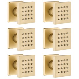 Brushed Gold 6 Pack HOMEDEC 2inch Round Brass Square Massage Shower Body Sprayer Jets
