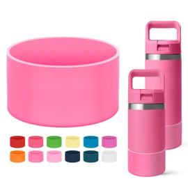 Mokoart Silicone Boot Compatible with YETI Kids Water Bottle 12 oz and Rambler 18 oz Bottle, Anti-Slip Sleeve Bottom Protector Accessories for YETI Rambler 12/18oz (Harbor Pink)
