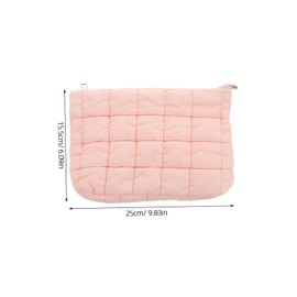 Healvian Cute Quilted Makeup Bag for Women Winter Travel Toiletry Pouch Elegant Zipper Clutch for Casual Formal Occasions Soft Feminine Design Versatile Small Purse