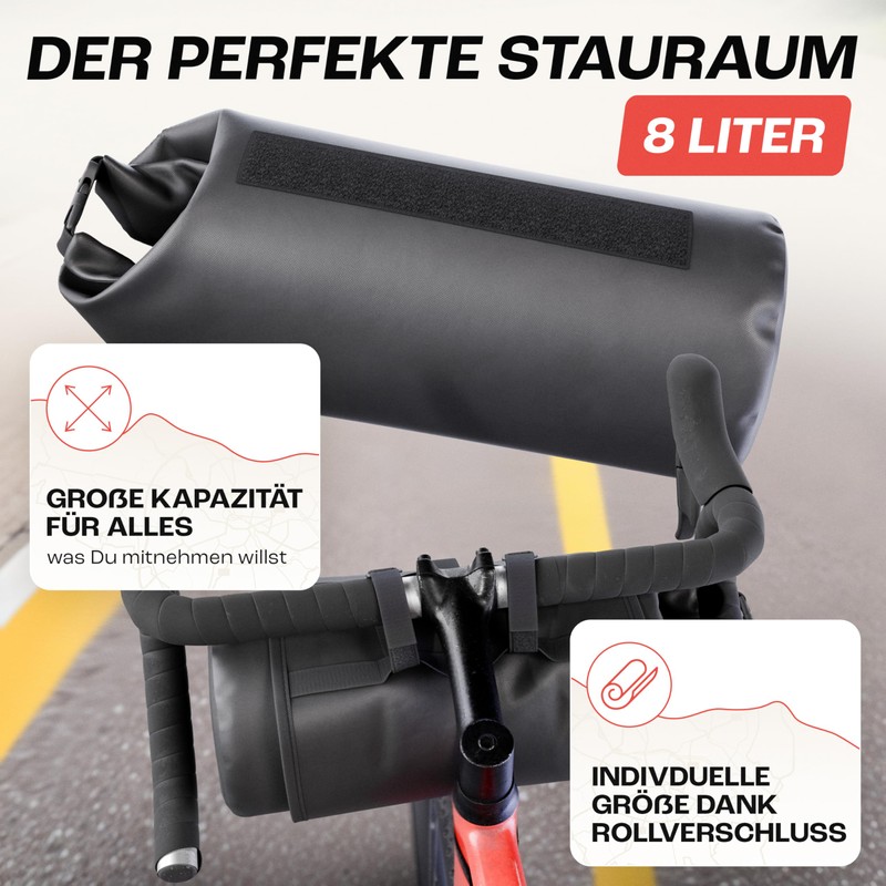 LAINFELD Bicycle Handlebar Bag [8 Litres] | 100% Waterproof |