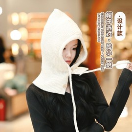 Balaclava Women's Hooded Scarf Hat & Neck Warmer lf3568 Free Size/Black 4ea