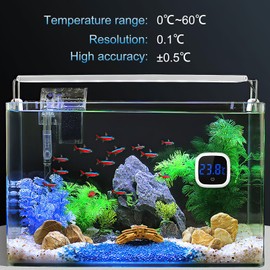 Brifit Aquarium Thermometer, Mini Digital Aquarium Thermometer, LED Display, Touch Screen, High Precision Electronic Water Thermometer, Aquarium Thermometer Digital for Freshwater Marine Aquarium