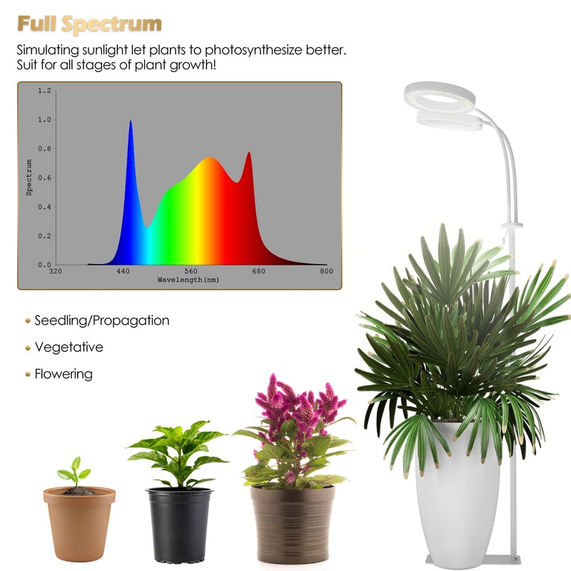 GLOWRIUM Grow Light with Stand,2-Head LED Plant Light for Indoor