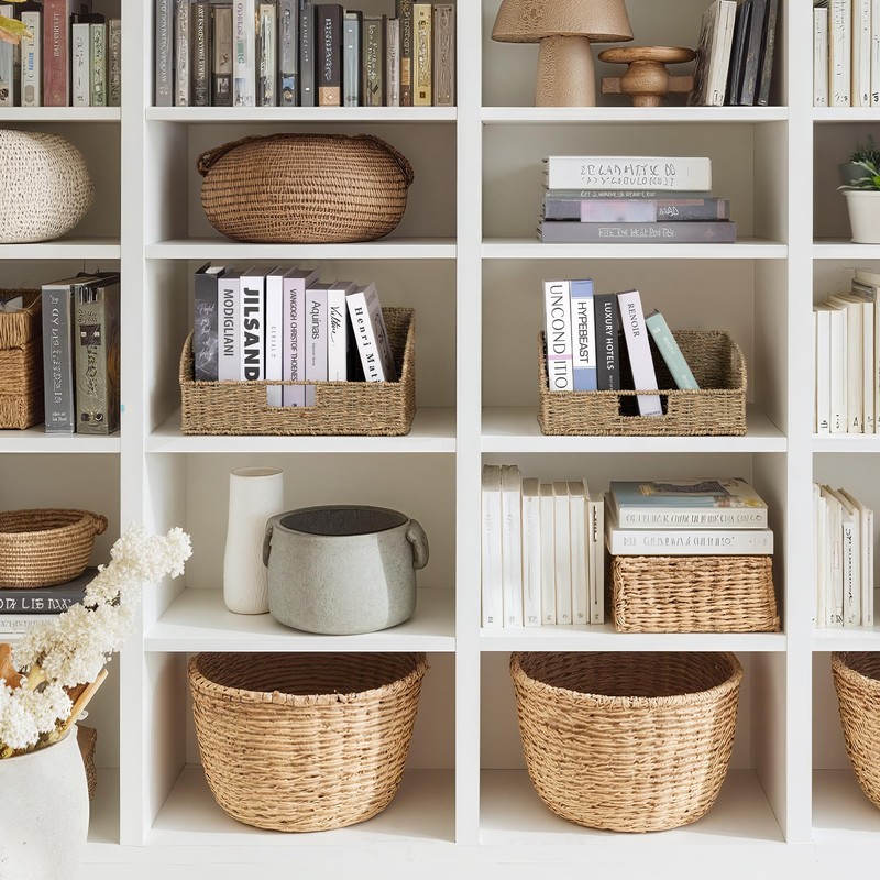 StorageWorks Pantry Baskets for Organizing, Seagrass Storage Baskets for Shelves