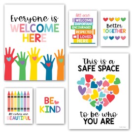 Hadley Designs 6 Colorful Diversity Posters for Classroom, Kindness Posters for Classroom, Diversity Decorations for Classroom Posters, Teacher Posters for Elementary Classroom Decor