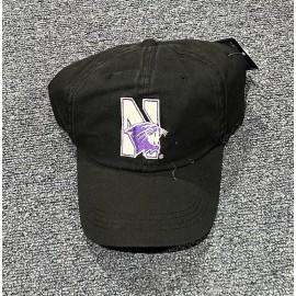 Signatures New Black “Signatures” Northwestern Wildcats Adjustable Strapback Hat W/Buckle