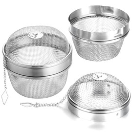 2pack Stainless Steel Spice Ball Chained Lid Sphere Mesh Hot Pot Tea Strainer Herb Spice Filter Large size 3 Inch Rotate open