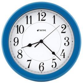 ISHIWA 8.5 inch Simply High-end Plastic Decorative Wall Clock, Water Resistant, Special for Small Space, Office, Boats, RV (W86030-W Blue)