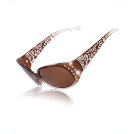 SIPHEW Polarised Sunglasses Women's Oversized Classic Glasses with 400 UV Protection, Pearl Brown Frame - Brown Lens