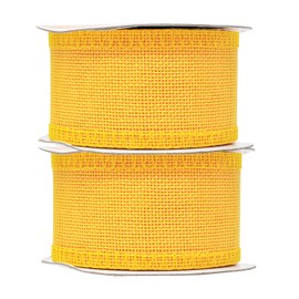 Mandala Crafts 20 Yards Country Western Rustic Accents Decorative Trimmings Wrapping Jute Burlap Ribbon Spool (Yellow, 2 Inches)
