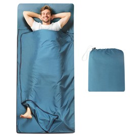2-in-1 Ultralight Sleeping Bag, 220 x 95 cm, Can be Used as Inner Cover and Sleeping Bag, with Full Zip and Pillow Compartment, Suitable for Hostels, Camping and Backpacking