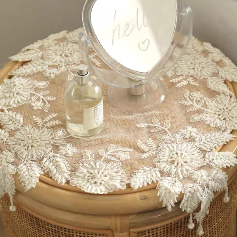 Gratify Lace Doilies with Handmade Beaded Embroidery Lace Table Placemats