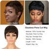 Fereowth Short Real Hair Wigs for Women Brown Short Pixie