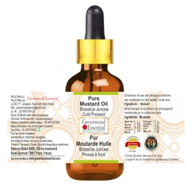 Greenwood Essential Mustard Oil (Brassica juncea) with Glass Dropper | Cold Pressed | Natural | Undiluted | For Diluting Essential Oils | For Skin & Massage | Men & Women | 100ml (3.38 oz)