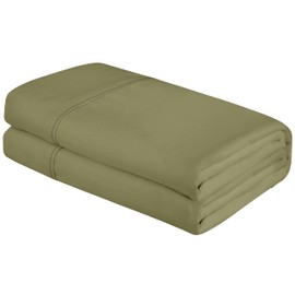 Royale Linens Full Flat Sheet - Ultra Soft Brushed 1800 Microfiber Flat Sheets Only - Wrinkle Free & Stain Resistant - Hotel Quality Top Sheet for Bed (Full, Sage Green)