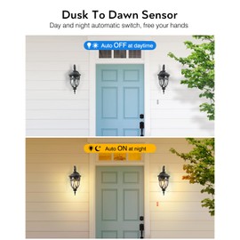 VIANIS Outdoor Lights for House Dusk to Dawn, Black Porch Lights Outdoor, Waterproof Outdoor Light Fixture with Seed Glass, Exterior Lighting Fixtures for House, Doorway, Porch,Garage