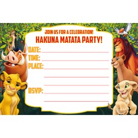 Set of 20 Jungle King-Themed Happy Birthday Invitation Cards & Envelopes – Lightweight (240g), Postcard Style Invites for the Perfect Party Pack