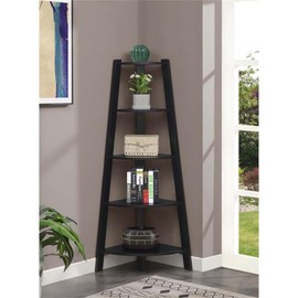 Convenience Concepts Newport 5 Tier Wide Corner Bookcase, Black