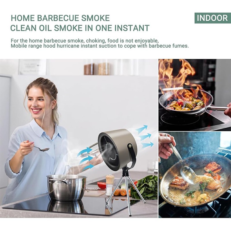 SUIOPPYUW 3-Speed Desktop Portable Kitchen Exhaust Fan Kitchen Hood Range
