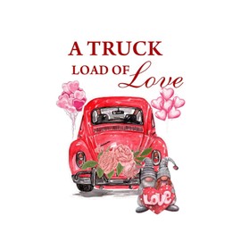 Vinyl Wall Quotes Stickers A Truck Load of Love Valentines Gnome Creative Wall Art Murals Home Wall Decor Love You Balloons Red Pink Wall Decals for Office Bike Cafe Hotel Mirrors 22in