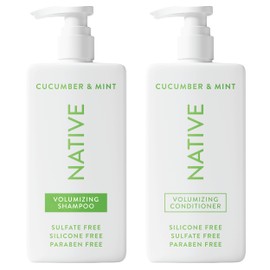 Native Shampoo and Conditioner Contain Naturally Derived Ingredients | All Hair Type Color & Treated From Fine to Dry Damaged, Sulfate & Dye Free - Cucumber & Mint, 16.5 fl oz each (2 pack)