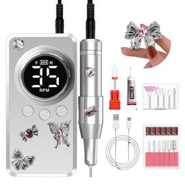 Welan Electric Nail Drill, Cordless Nail Drill Professional Machine, 35000 RPM Electric Nail Efile for Acrylic & Gel Removal, Rechargeable Portable Manicure Pedicure Tool with 12 Bits and Decorations