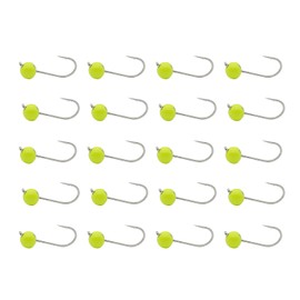 ALICHINO Tungsten Fly Tying Jig Heads for Fly Fishing Small Round Ball Crappie Jig Heads Tungsten Nano Jigs Kit Tungsten Beads with Hook (Chartreuse 20 pcs, 3.5mm, 1/80oz #12)