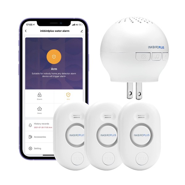Inkbirdplus WiFi Water Alarm 3 Pack, Smart Home Water Leak