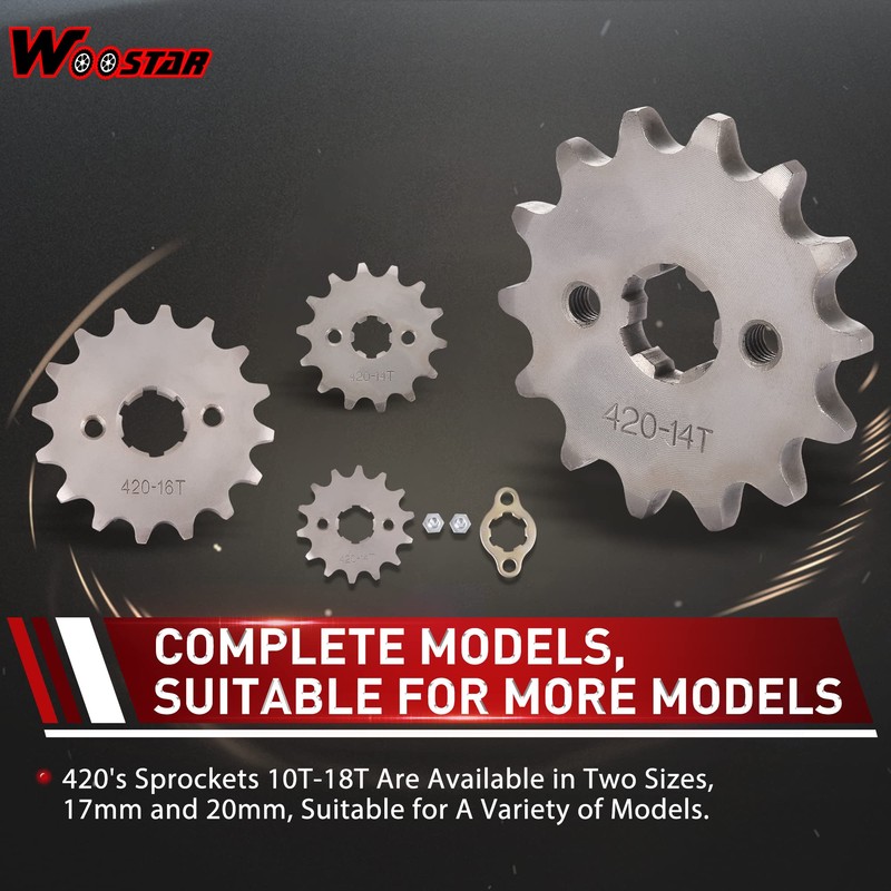 WOOSTAR Motorcycle 420-14T Front Sprocket 17mm for 50cc 70cc 90cc