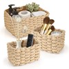 Aramanara 3 Pcs Woven Storage Baskets, Rectangle Wicker Hamper Basket,