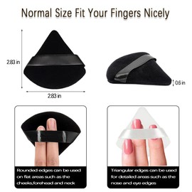 12 Pieces Pure Cotton Powder Puff Face Triangle Soft Makeup Puff for Loose Powder Body Cosmetic Foundation Sponge Mineral Powder Wet Dry Makeup Tool with Strap-Black