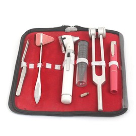 OdontoMed2011® LED Fiber Optic Otoscope Tuning Fork C128 TWEEZER Taylor Hammer Pen Light Diagnostic ENT Set White with Free Bulb