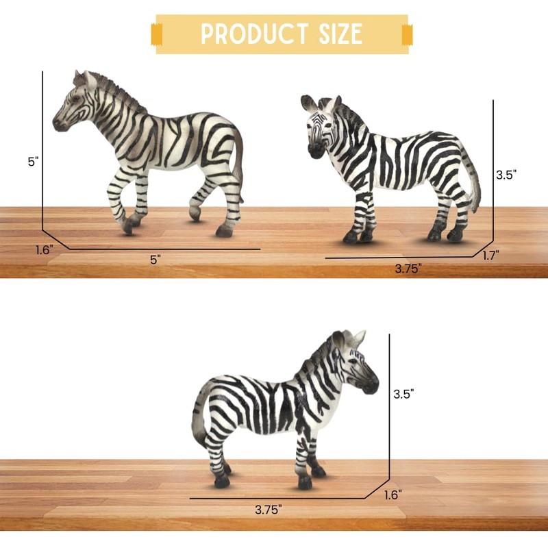 ZAGA Toys Zebra Family Holiday Bundle | Lifelike Safari Animals
