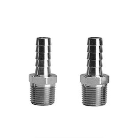 Beduan Stainless Steel 1/4" Hose Barb to 3/8" Male NPT Home Brew Fitting Water Fuel Air (Pack of 2)