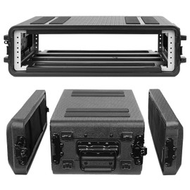 Diandian 2U Rack Case Shallow 12" Depth, 19" Rackmount Flight Case, Watertight Dust-Proof, Shock Mount for Amplifier, Pro Audio, DJ Mixer, Effects with Microphone Compartments